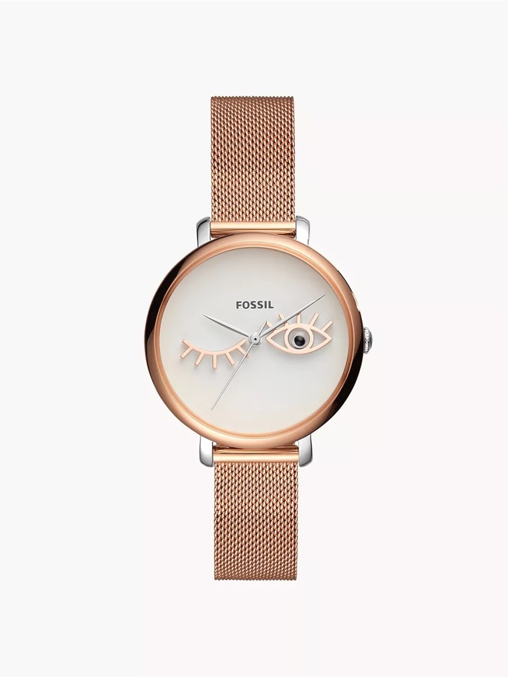 Fossil Rose Gold Mesh Watch with Eye Motif